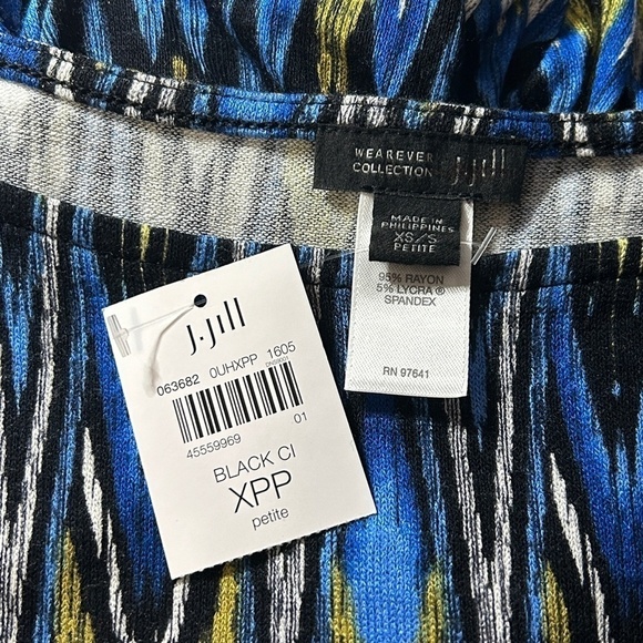 J. Jill Rayon Batwing Sleeve Poncho Design Shirt Tank Tunic Aztec Print XSP XS S - Picture 9 of 12